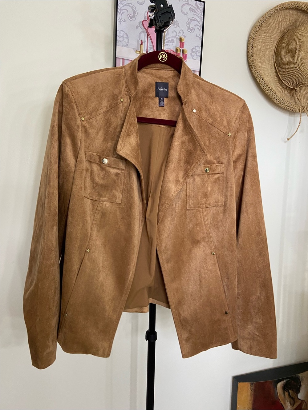 Rafaella Brown Suede Open-Front Jacket